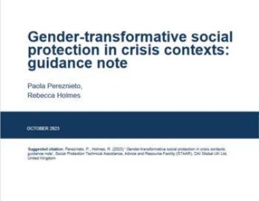 Gender transformative SP guidance note